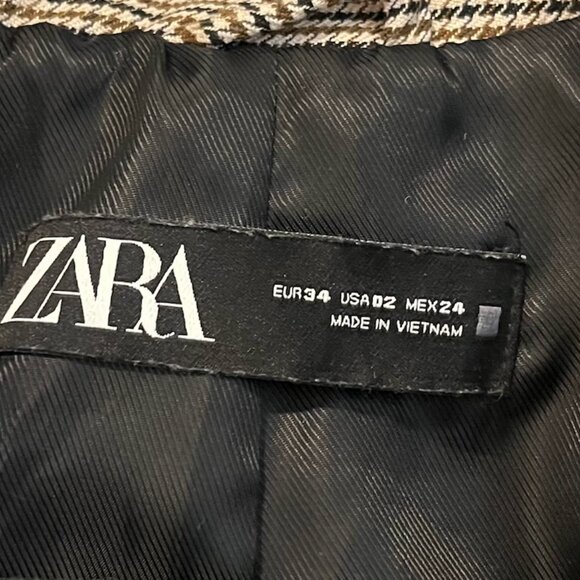 ZARA Tailored Houndstooth Blazer – Brown/Black/White, Size XS (USA 2) - Picture 5 of 9